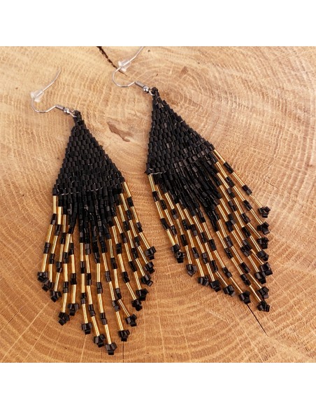 Boucles d'oreille pendantes losange en perles