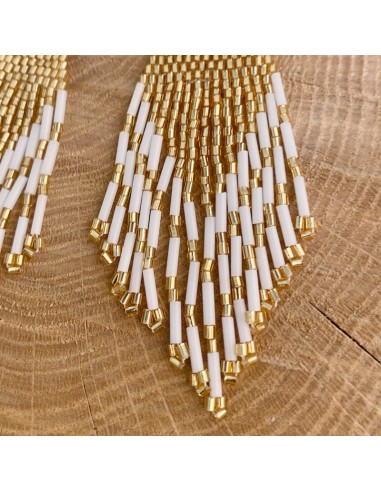 Boucles d'oreille pendantes losange en perles