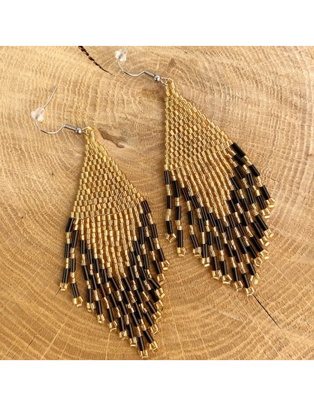 Boucles d'oreille pendantes losange en perles