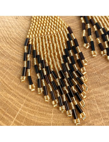 Boucles d'oreille pendantes losange en perles