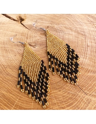 Boucles d'oreille pendantes losange en perles