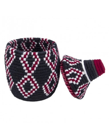 Kabash Design - Berbermand van riet en zwart gekleurde wol