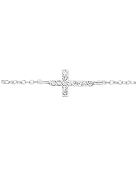 Echt zilveren 925 kruis en kristallen armband