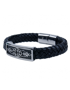 Leder- und rostfreies Metallarmband mit Kreuz