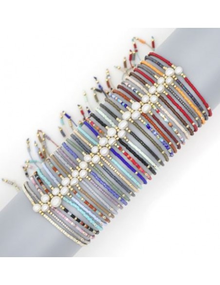 Veelkleurige parel en parelmoer armband