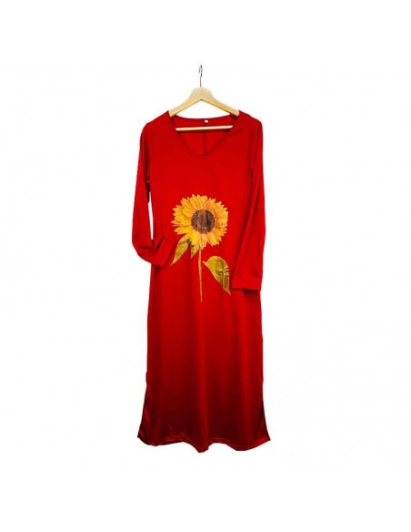 Long dress sunflower red burgundy