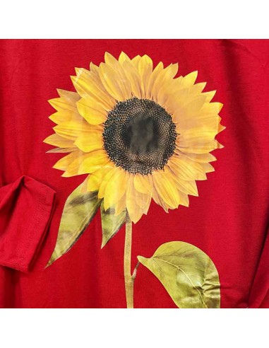 Lange jurk zonnebloem rood bordeaux