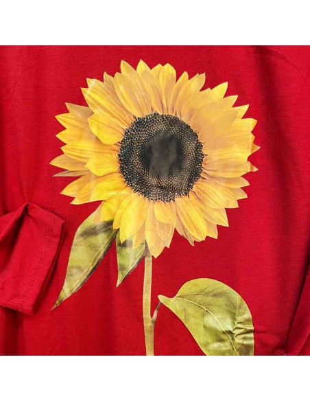 Long dress sunflower red burgundy