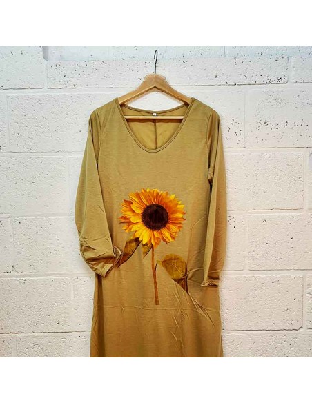 Cappuccino sunflower long dress