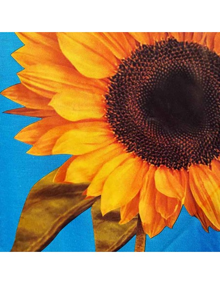 Turquoise blauwe zonnebloem lange jurk