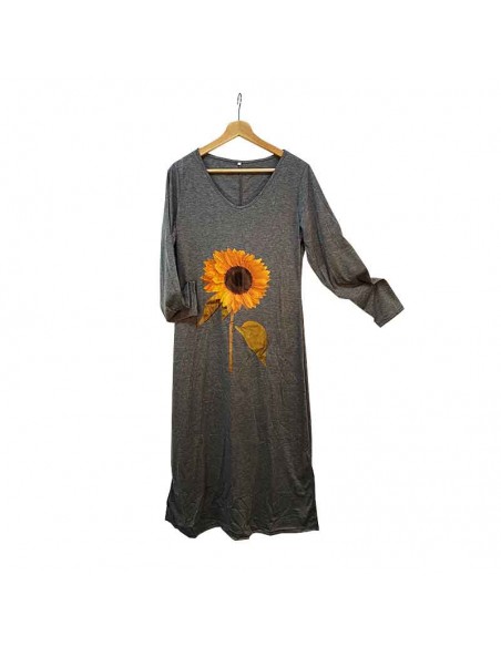 Robe longue tournesol gris