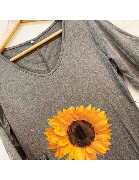 Grey sunflower long dress