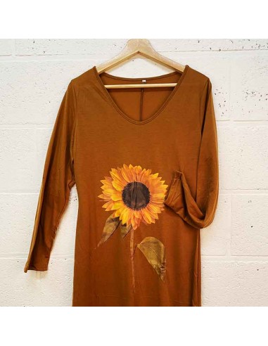 Brown sunflower long dress