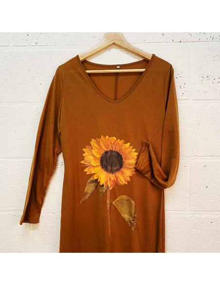 Robe longue tournesol brune