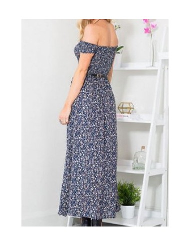 Blaues geblümtes langes Kleid