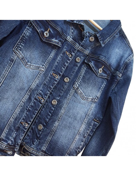 Denim jas met klepzakken