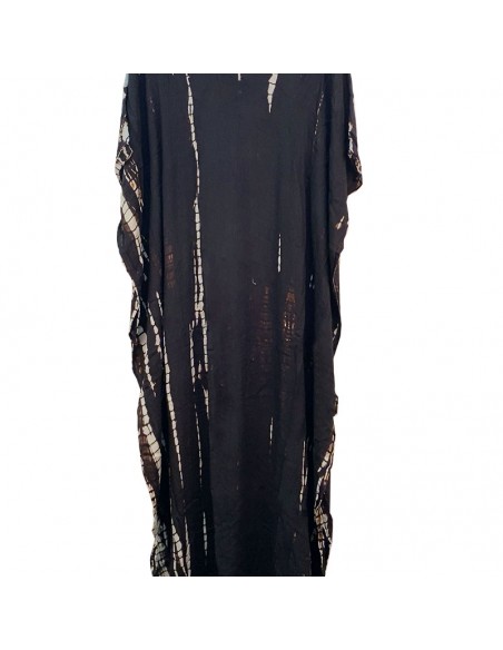 Zwarte en bruine caftan stijl lange jurk boho