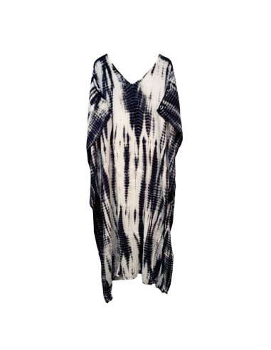 Robe longue blanche motif noir style caftan boho