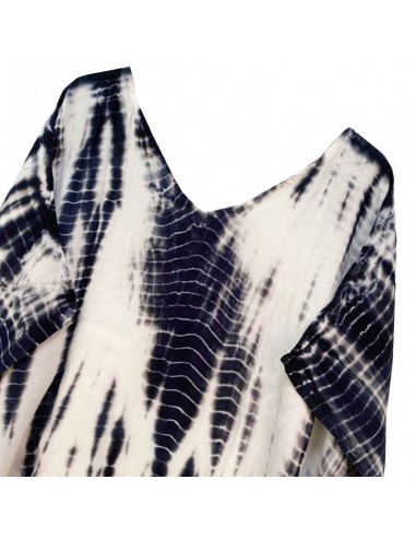 Robe longue blanche motif noir style caftan boho