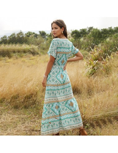 Hemelsblauwe boho lange jurk