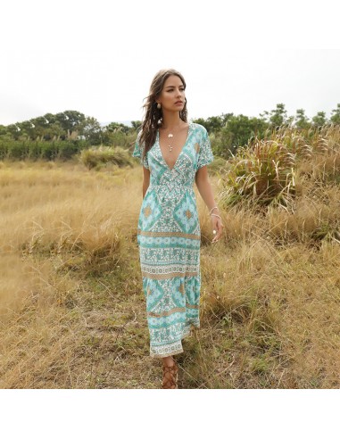 Hemelsblauwe boho lange jurk