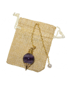 Pendule Séphroton doré en pierre - améthyste