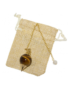 Pendule Séphroton doré en pierre - oeil de tigre