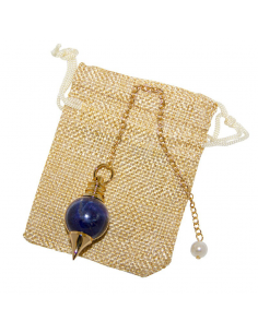 Pendule Séphroton doré en pierre - sodalite