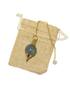 Pendule Séphroton doré en pierre - labradorite