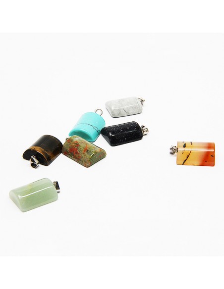 Ketting met 7 gezondheidsstenen, chakra's - halve cilinder