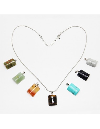 Ketting met 7 gezondheidsstenen, chakra's - halve cilinder
