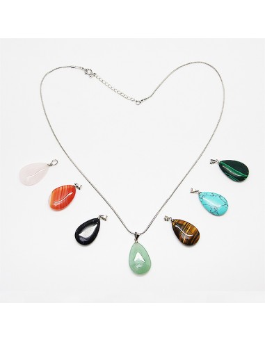 Necklace with 7 health stones, chakras - flat drops
