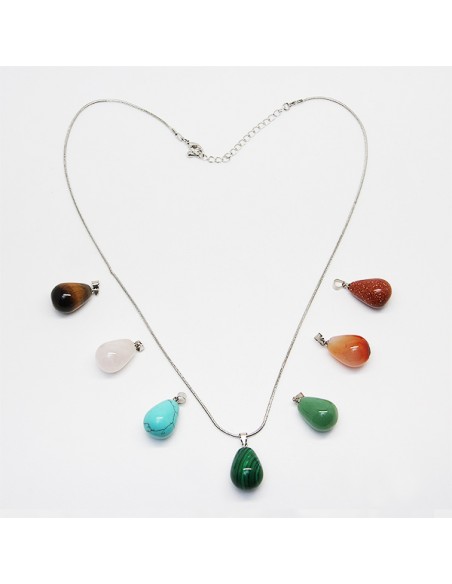 Collier avec 7 pierres de santé, chakras - petites gouttes