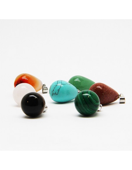 Collier avec 7 pierres de santé, chakras - petites gouttes