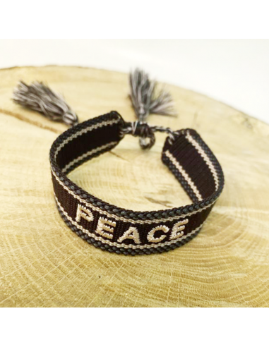 Peace stoffen armband bruin en beige