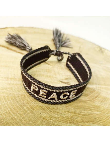 Peace Stoffarmband braun und beige