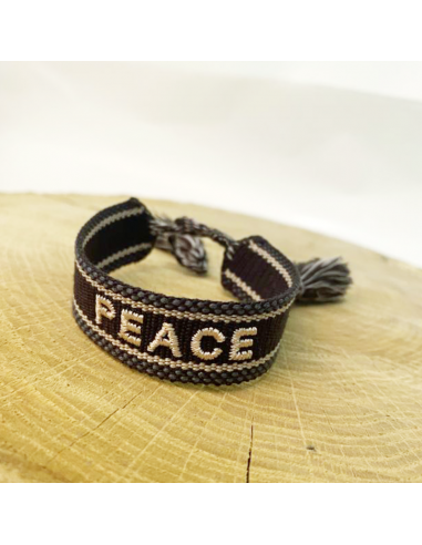 Peace fabric bracelet brown and beige