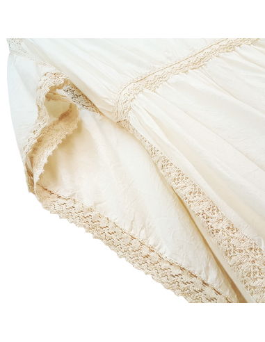 Beige langes Kleid mit Spitze Kaftan Boho-Stil