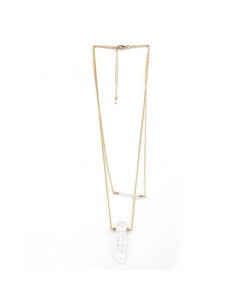 Collier pierre de cristal de roche - 2 rangs
