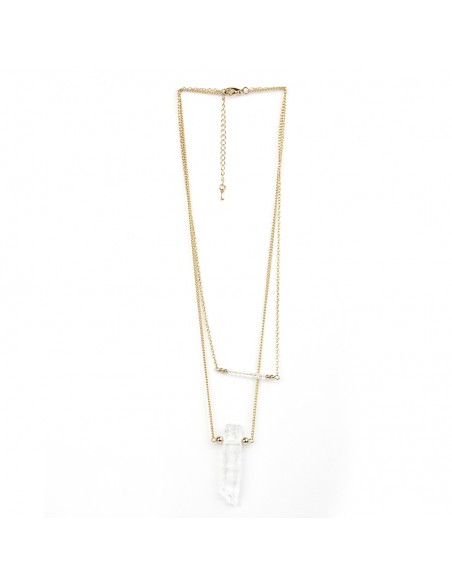 Collier pierre de cristal de roche - 2 rangs