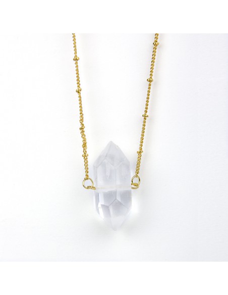 Rock crystal necklace - golden