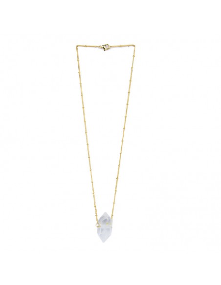 Rock crystal necklace - golden