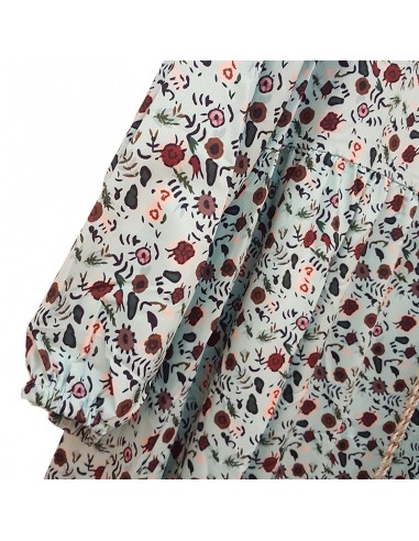 Bohème langes Kleid mit Blumendruck und Pompons