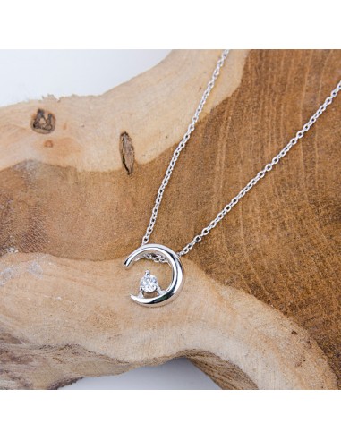 Zircon moon pendant necklace - Silver 925