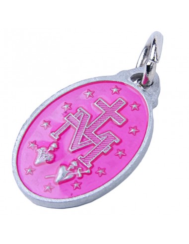 Miraculous Virgin Medal with pink enamel