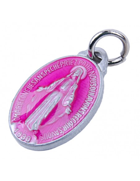 Miraculous Virgin Medal with pink enamel