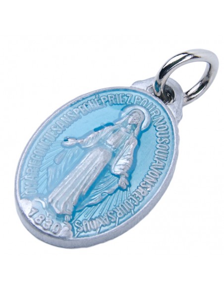 Médaille Vierge Miraculeuse émaillée bleue