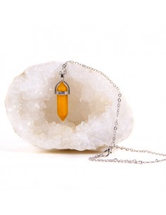 Pendentif Collier pierre d'Agate jaune