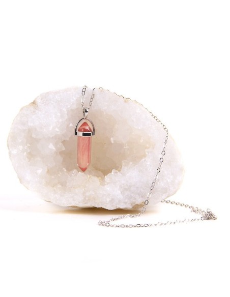 Pendentif  Collier pierre de Tourmaline rose