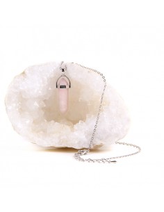 Pendant Necklace pink quartz stone